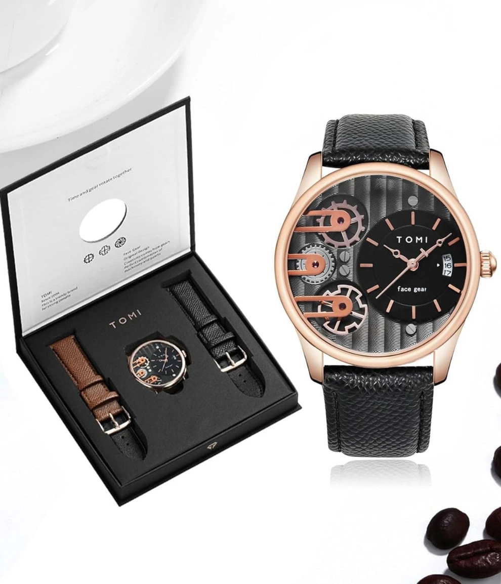 montre de luxe tomi face gear t 105 pour homme – coffret élégant montre de luxe tomi face gear t 105 pour homme – coffret élégant